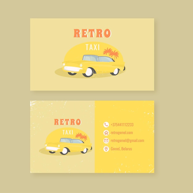 carte de visite pour un taxi dans un style rétro