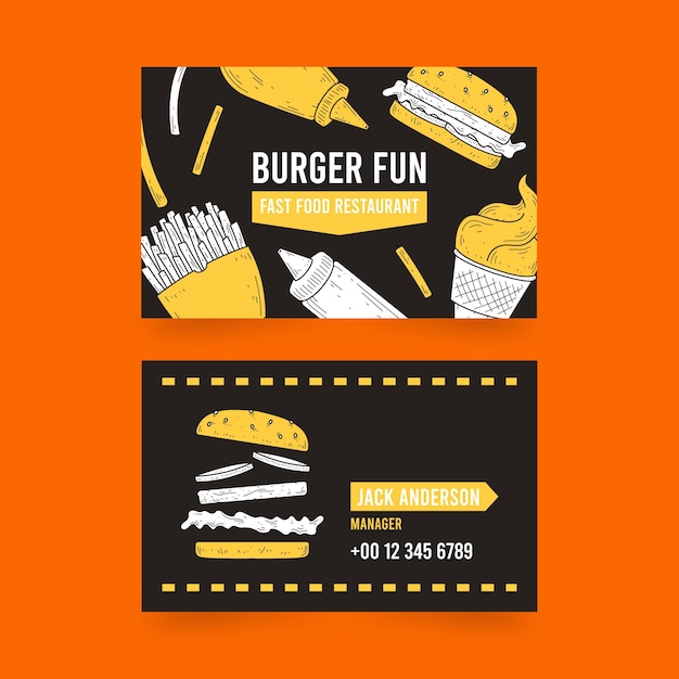 Carte De Visite De Vente De Hamburgers