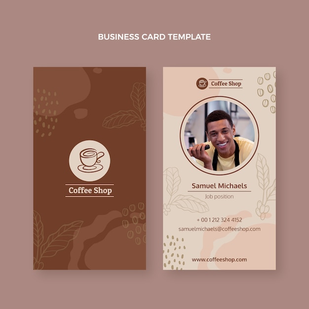 Carte de visite verticale de café de texture