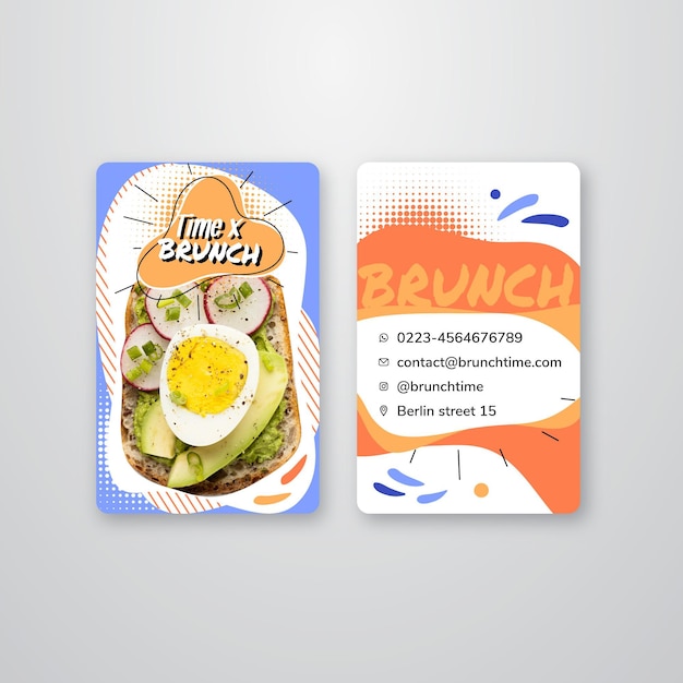 Carte De Visite Verticale Double Face Brunch