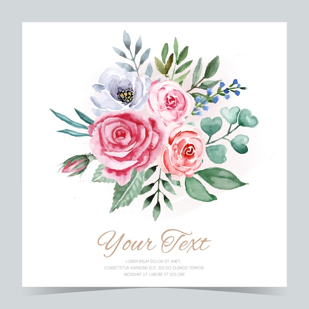 Carte De Voeux Aquarelle. Bouquet De Fleurs Aquarelles Isolés.