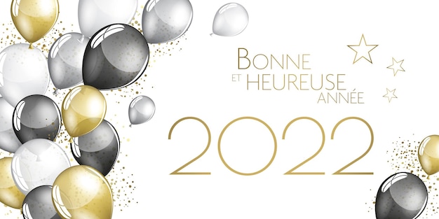 Carte De Voeux De Ballons Festifs Français Bonne Année 2022