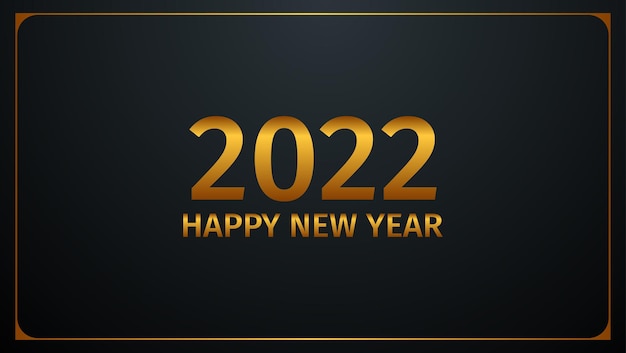 Carte De Voeux De Bonne Année 2022 En Couleur Or Et Noir