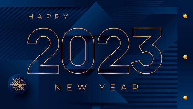 Carte De Voeux De Bonne Année 2023. Fond Bleu De Vacances De Noël