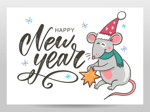 Carte De Voeux De Bonne Année Avec Rat