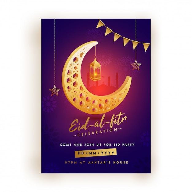 Vecteur carte de voeux de célébration eid-al-fitr