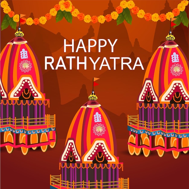 Vecteur carte de voeux de célébration de jagannath rath yatra