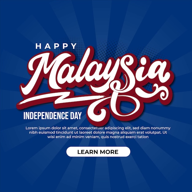 Carte De Voeux De Conception De Lettrage Joyeux Jour De L'indépendance De La Malaisie Merdeka