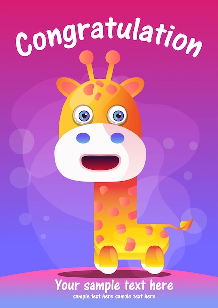 Carte De Voeux Cute Giraffe Cartoon