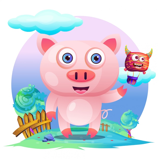 Carte De Voeux Dessin Animé Mignon Cochon