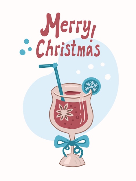 Carte De Voeux Dessinée à La Main Cocktail De Noël