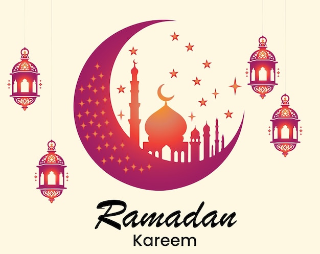 Carte De Vœux Du Ramadan Kareem Vector Fête Islamique Célébration Carte De Vœux