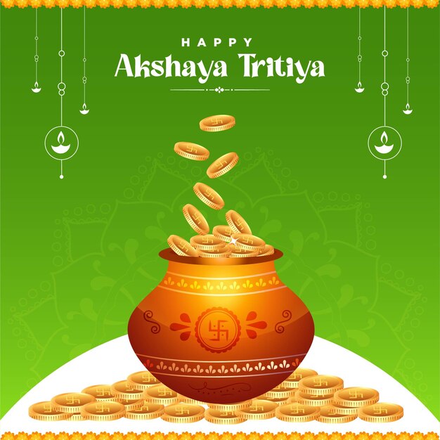 Carte De Voeux Festival Akshaya Tritiya Sur Vert