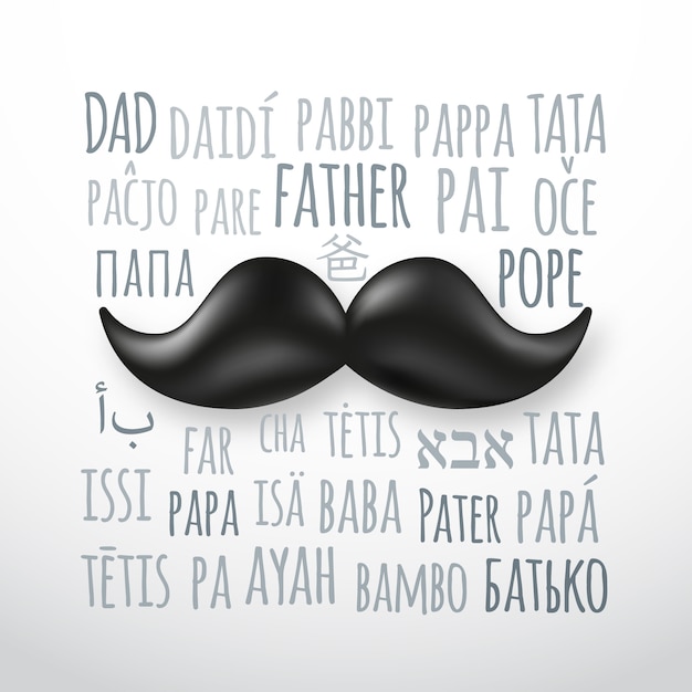 Carte De Voeux De Fête Des Pères Heureux Avec Moustache Rétro.