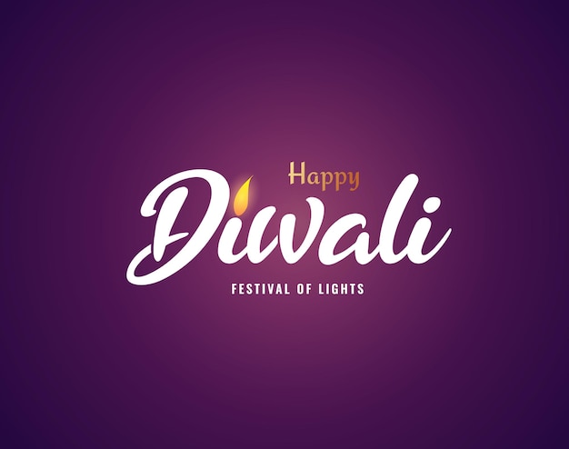 Carte de voeux Happy Diwali concept de couleur violet, or et blanc. Fête des lumières en Inde