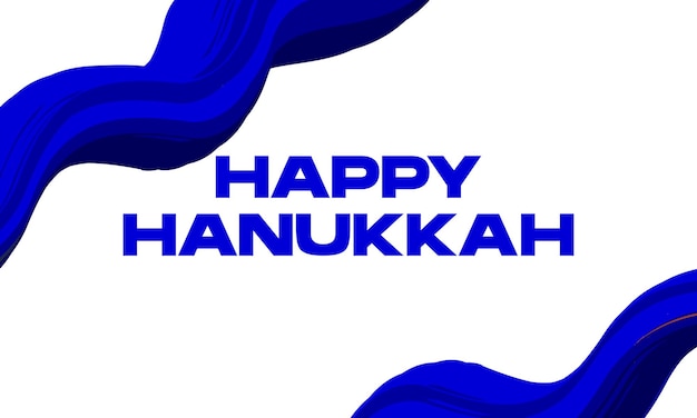 Carte De Voeux Happy Hanukkah Day Avec Bordure De Cadre Ondulé Fluide Avec Fond Blanc