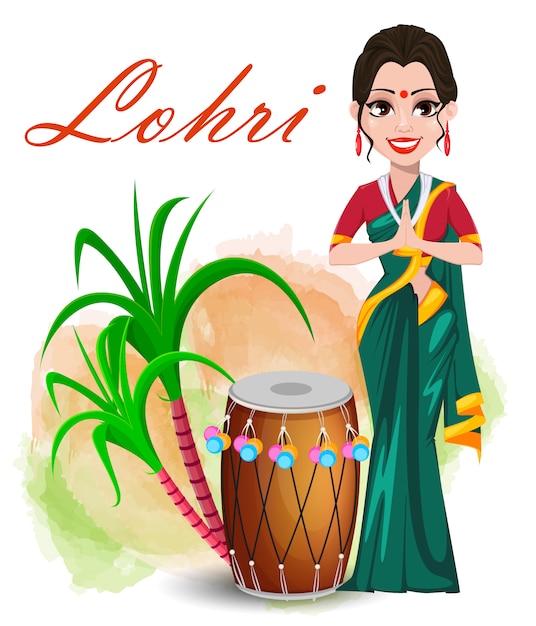 Carte De Voeux Happy Lohri Avec Belle Fille