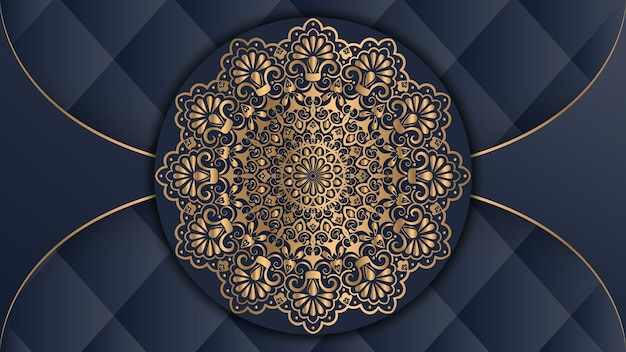 Carte de voeux islamique avec décoration de mandala. Carte de voeux vintage or de style arabe.