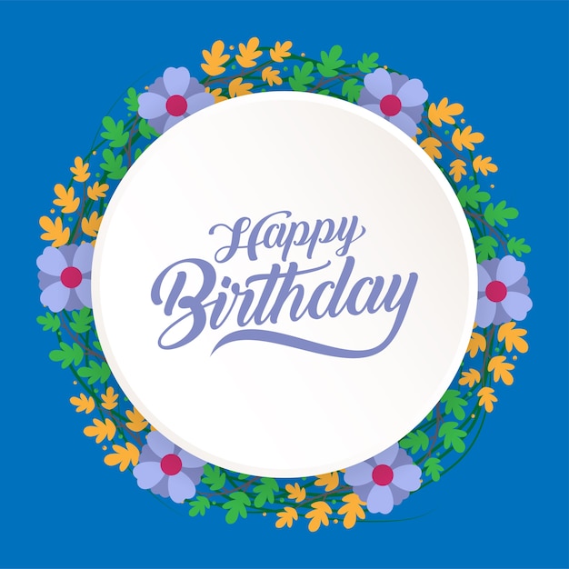 Carte De Voeux Joyeux Anniversaire Avec Une Couronne De Fleurs