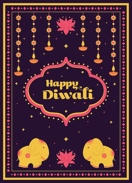 Vecteur une carte de vœux de joyeux diwali