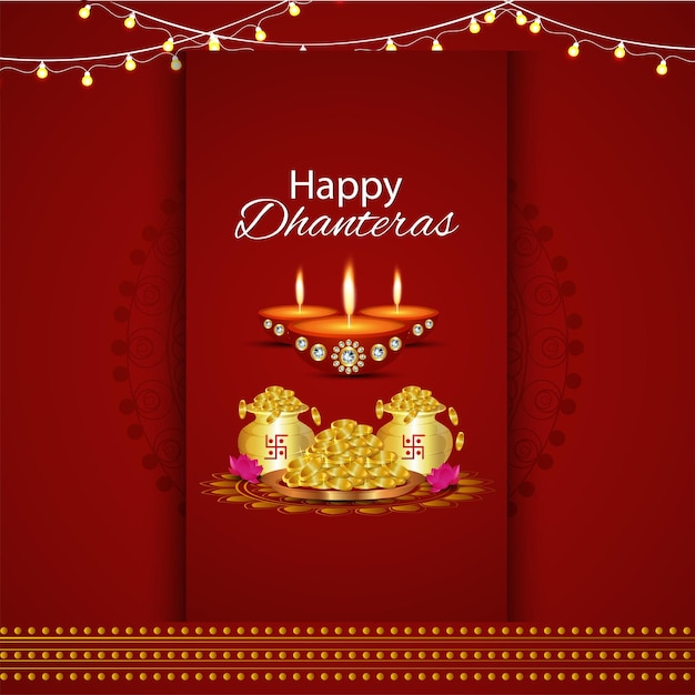 Carte de voeux joyeux festival indien dhanteras