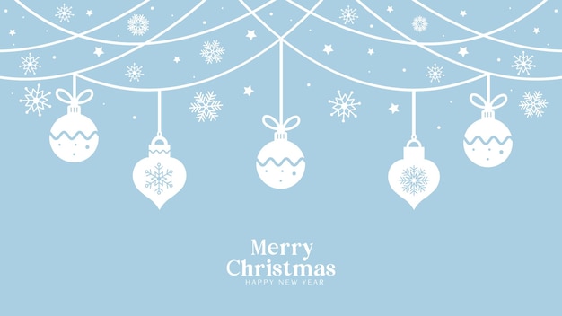 Carte De Voeux Joyeux Noël Avec Boules Bleues Sur Fond Bleu