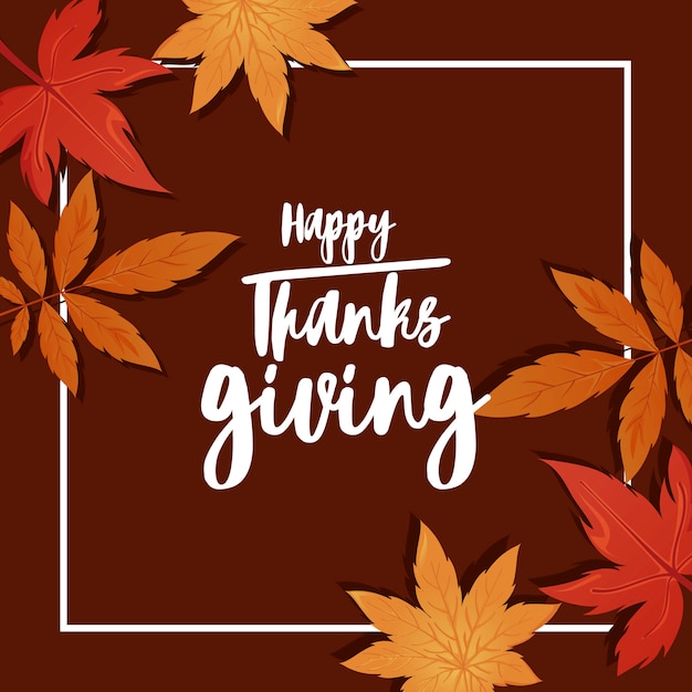 Carte De Voeux Joyeux Thanksgiving Et Feuilles D'automne