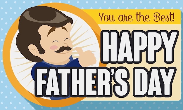 Carte de voeux pour la célébration de la fête des pères avec un papa souriant avec un geste du pouce vers le haut