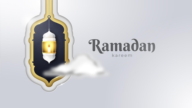 carte de voeux ramadan kareem avec lanterne