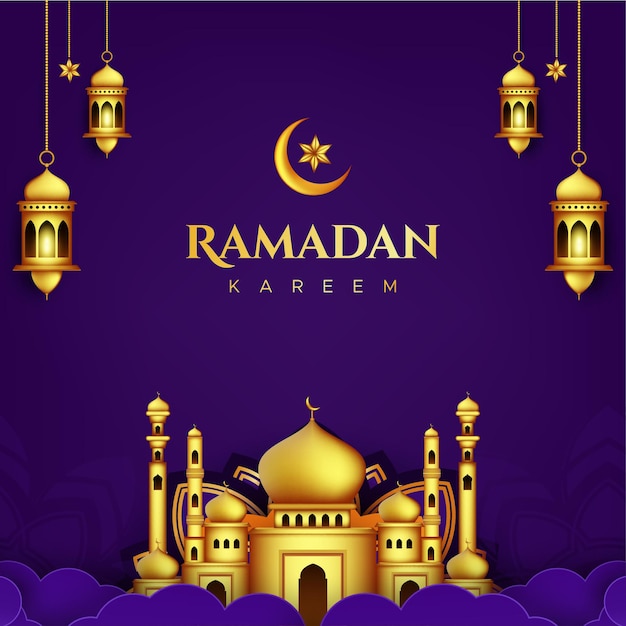 Carte De Voeux Ramadan Kareem En Style Papier