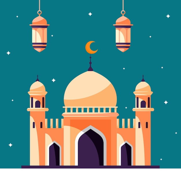 Carte de voeux Ramadan kareem avec taj mahal fête islamique architecture arabe vecteur xA