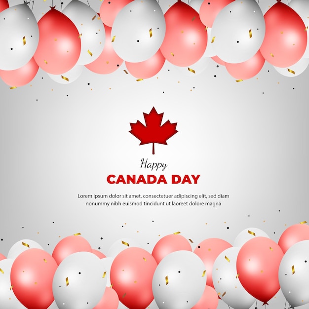 Carte De Voeux Réaliste De La Fête Du Canada Avec Des Ballons