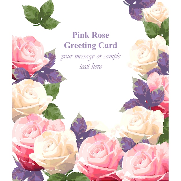 Carte De Voeux Rose Rose