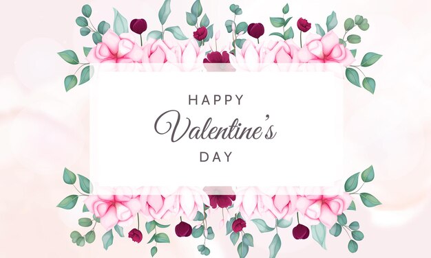 Carte De Voeux Saint Valentin Avec De Belles Fleurs
