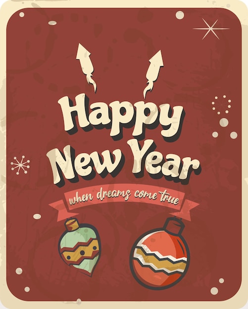 Carte De Voeux De Style Vintage Happy New Year Les Effets Grunge Modifiables Peuvent être Facilement Supprimés Pour Un Tout Nouveau Signe Propre