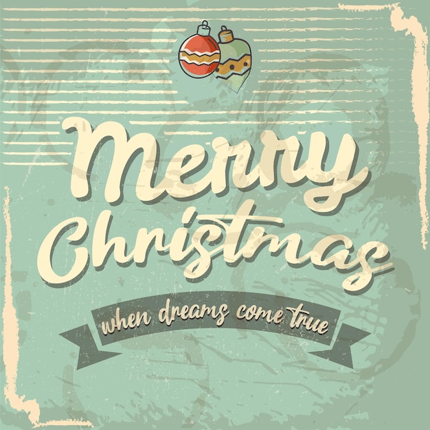 Vecteur carte de voeux de style vintage joyeux noël les effets grunge modifiables peuvent être facilement supprimés pour un tout nouveau signe propre