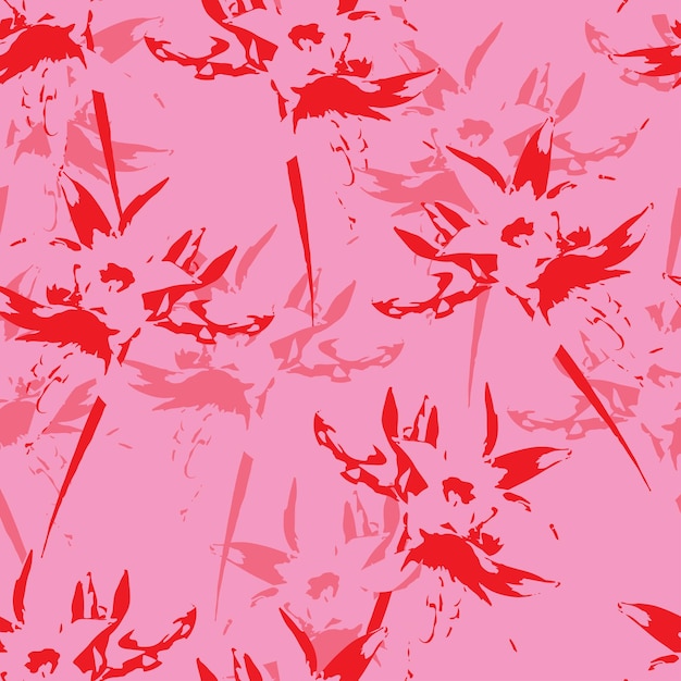 Carte de voeux ou tissu de fond de motif de fleurs roses et rouges abstraites mixtes sans couture