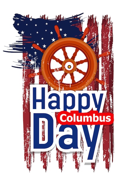 Carte de voeux USA Columbus Day avec fond de coup de pinceau dans le drapeau national des États-Unis