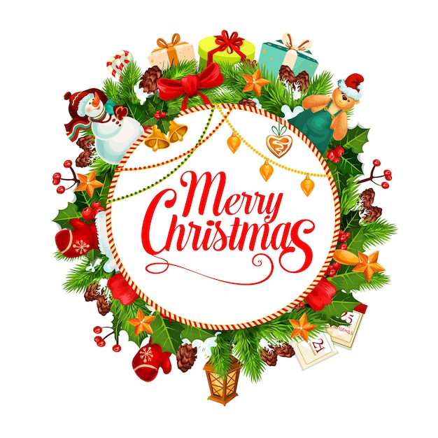 Carte De Voeux De Vecteur De Guirlande Joyeux Noël Vecteur Premium
