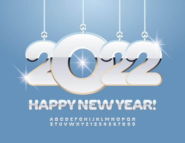 Carte De Voeux De Vecteur Happy New Year 2022 Avec Jeu De Lettres Et De Chiffres De L'alphabet De Jouets De Noël