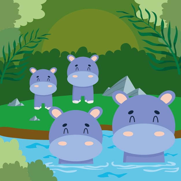 Cartel de la famille hippopotame