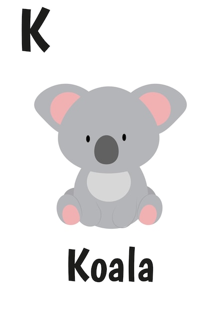 Cartes D'animaux Alphabet Pour Enfants Avec Koala