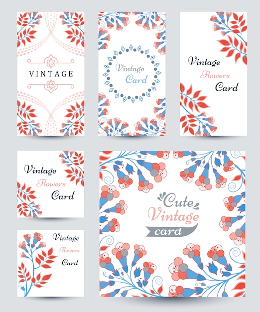 Cartes élégantes Avec Fleurs Et Motifs Multicolores