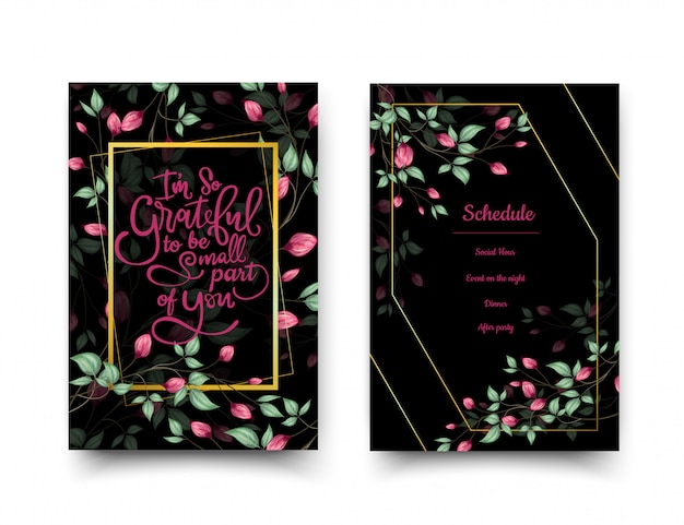 Les Cartes D'invitation Florales Noires.