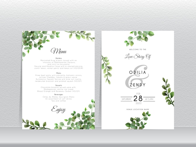 Cartes D'invitation De Mariage Avec Un Design élégant D'eucalyptus