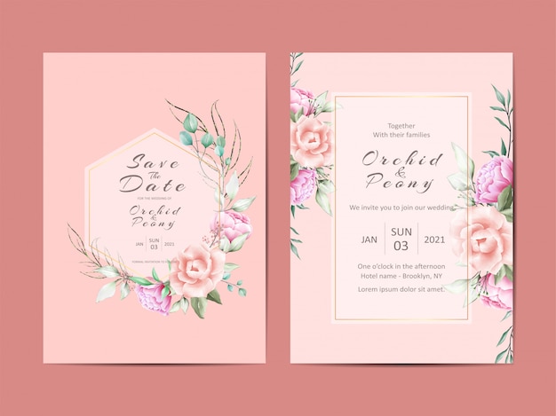 Cartes D'invitation De Mariage élégant De Pivoines Et De Roses