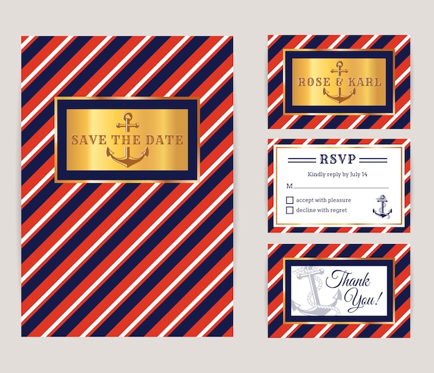 Cartes d'invitation de mariage nautique