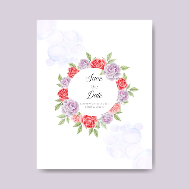 Cartes D'invitation De Mariage Rétro Avec Beau Floral