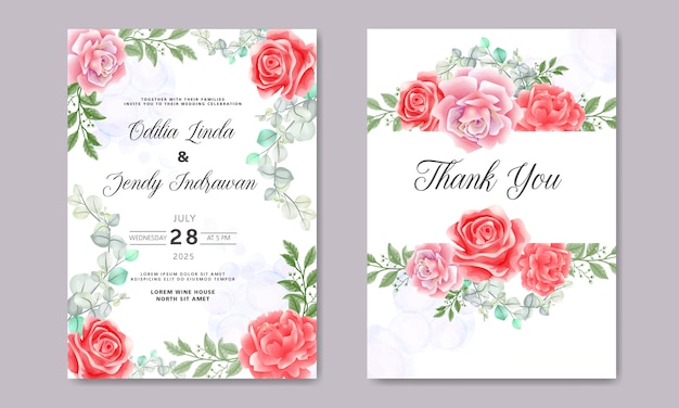 Cartes D'invitation De Mariage Rétro Avec Beau Floral