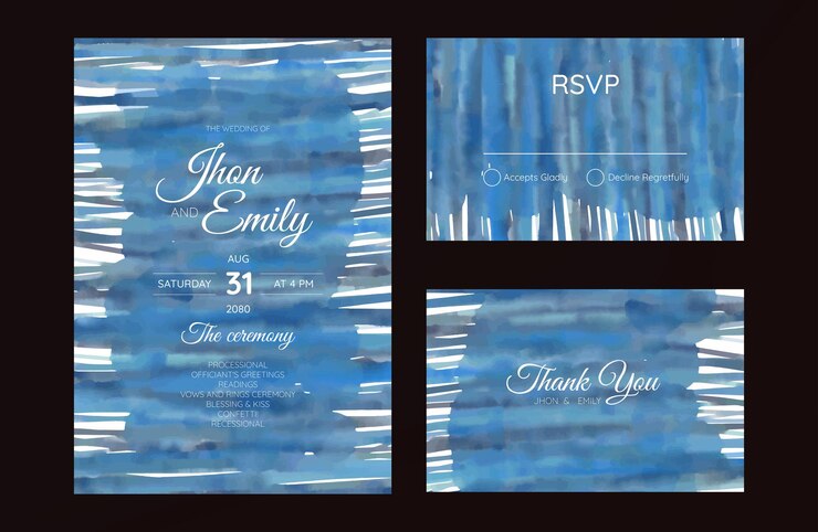 Vecteur cartes d'invitation de mariage textures aquarelles et fausses éclaboussures d'or pour une touche luxueuse